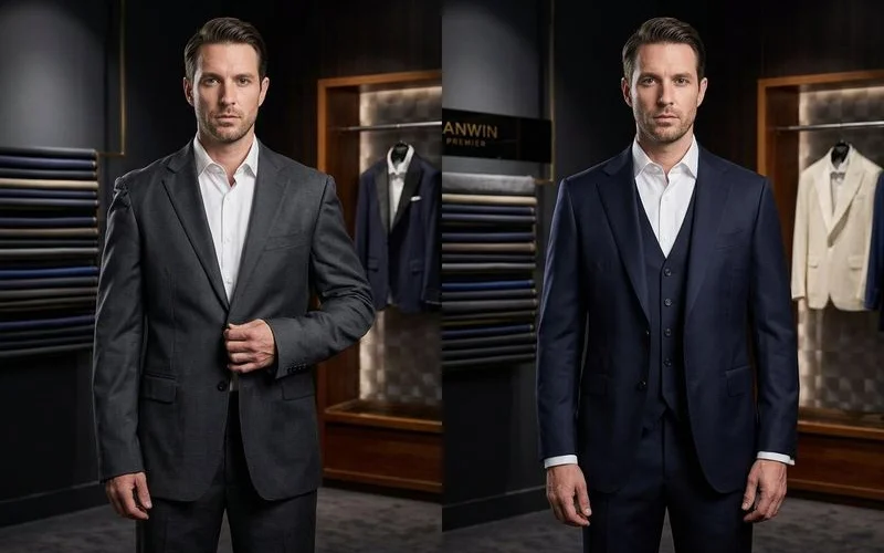 Comparison of well-fitted bespoke jacket versus poorly altered off-the-rack jacket