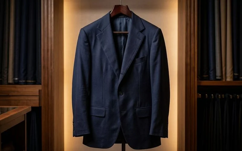 Well-aged bespoke suit showing beautiful patina and maintained structure