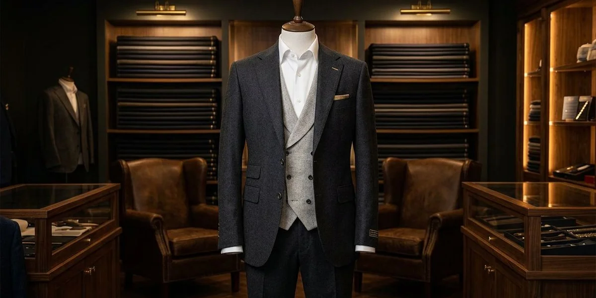 Groom wearing a bespoke three-piece suit with contrasting waistcoat at a Malaysian wedding