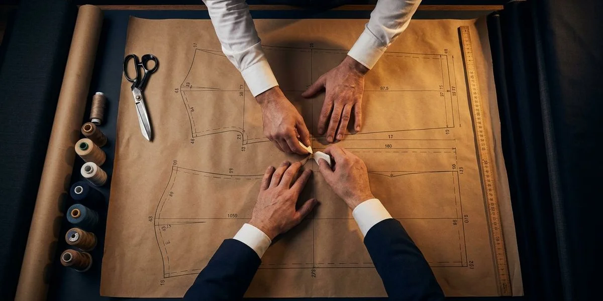 Master Tailor hand-drawing a unique pattern