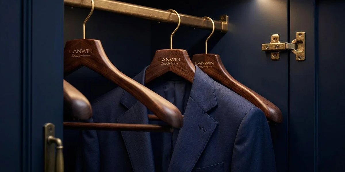 Quality cedar wood suit hangers with proper shoulder contour for bespoke garment storage