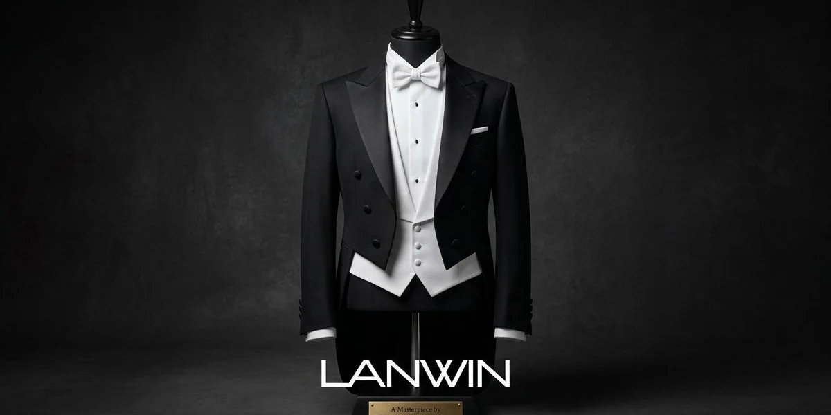 Elegant white tie ensemble with tailcoat and marcella waistcoat displayed at formal standards