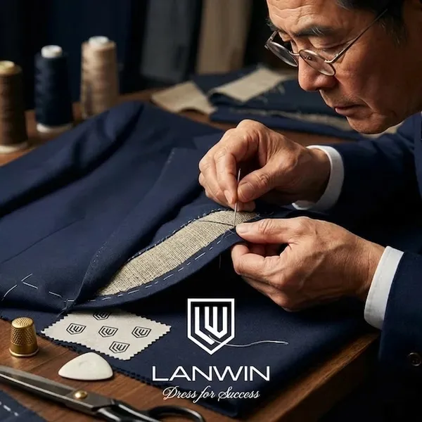 Close-up hand stitching horsehair canvas