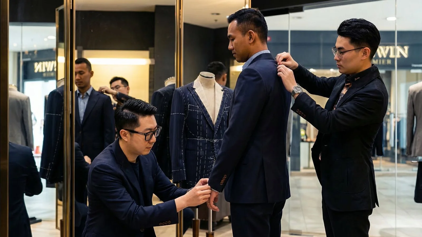 Wedding suit fitting at LANWIN Premier Petaling Jaya showroom