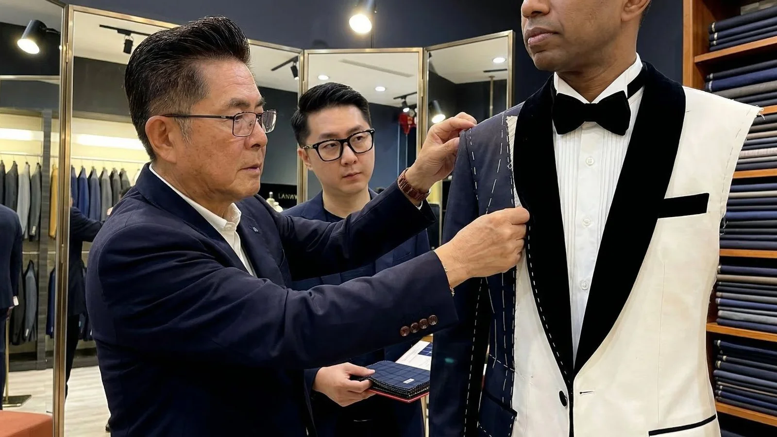 Wedding suit fitting at LANWIN Premier Seremban showroom
